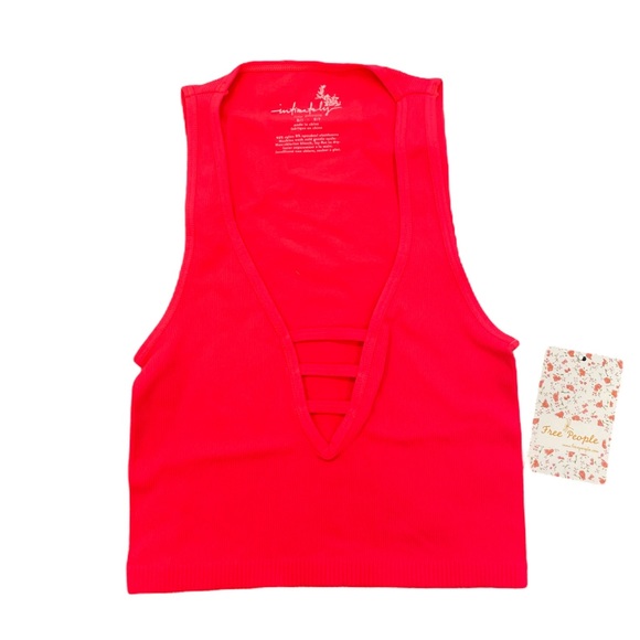 FREE PEOPLE Intimately FP Strapped in Crop Top Brami in Neon Pink - NWT - XS/S - Picture 3 of 3